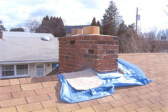 Chimney prepped for cement work