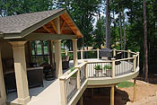 Open air gable porch and radius deck