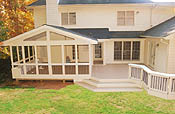 Gabled porch with deck