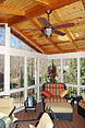 Gabled screened-in porch interior