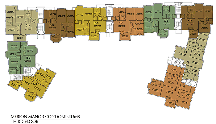3rd Floor Plan Enlargement with Room Dimensions